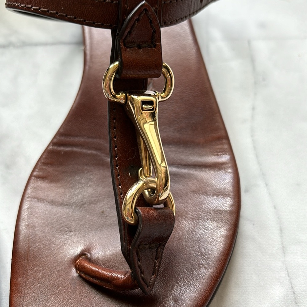 Burberry Reason Buckle-strap Brown Leather Flat Sandals - Picture 7 of 15
